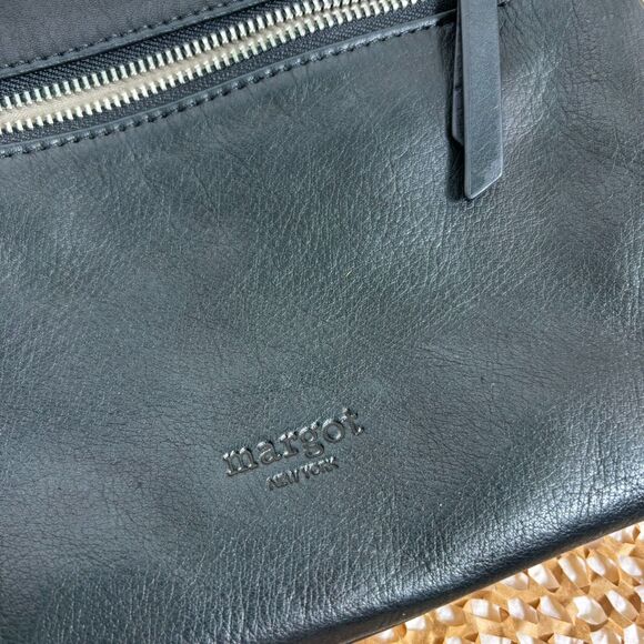 Margot New York | Black Leather Crossbody Purse w/ Silver Hardware | Excellent - Picture 3 of 12